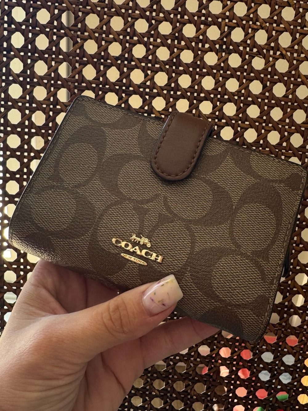 COACH Brown Signature Compact Wallet